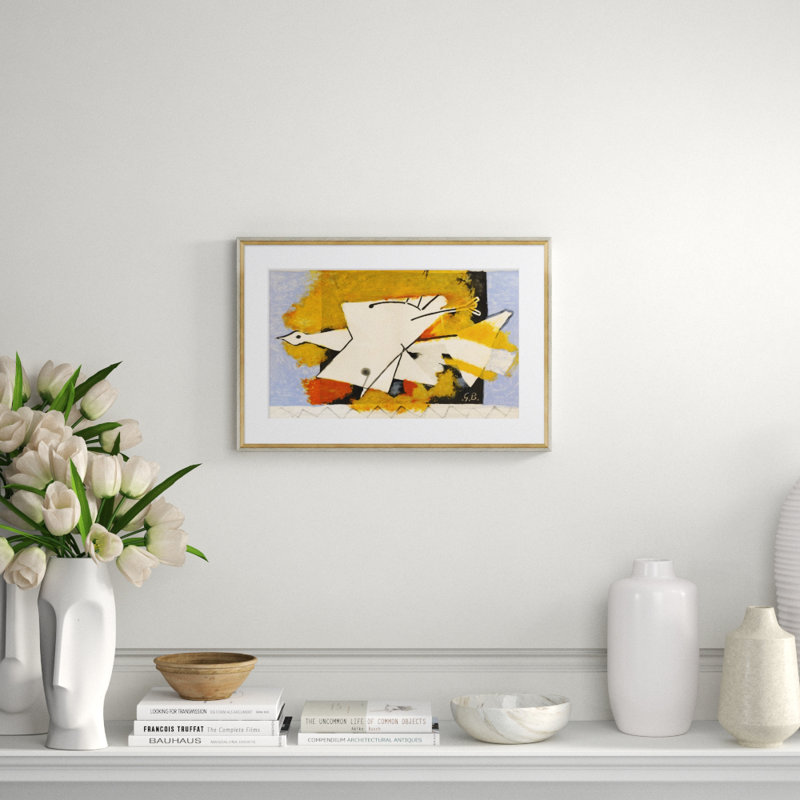 Peace Sign Giclee Print, 17" H x 25" W x 2" D, Gray/Gold
