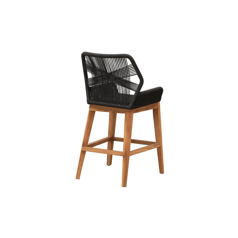 Beverly Outdoor Teak Bar Stool, Black