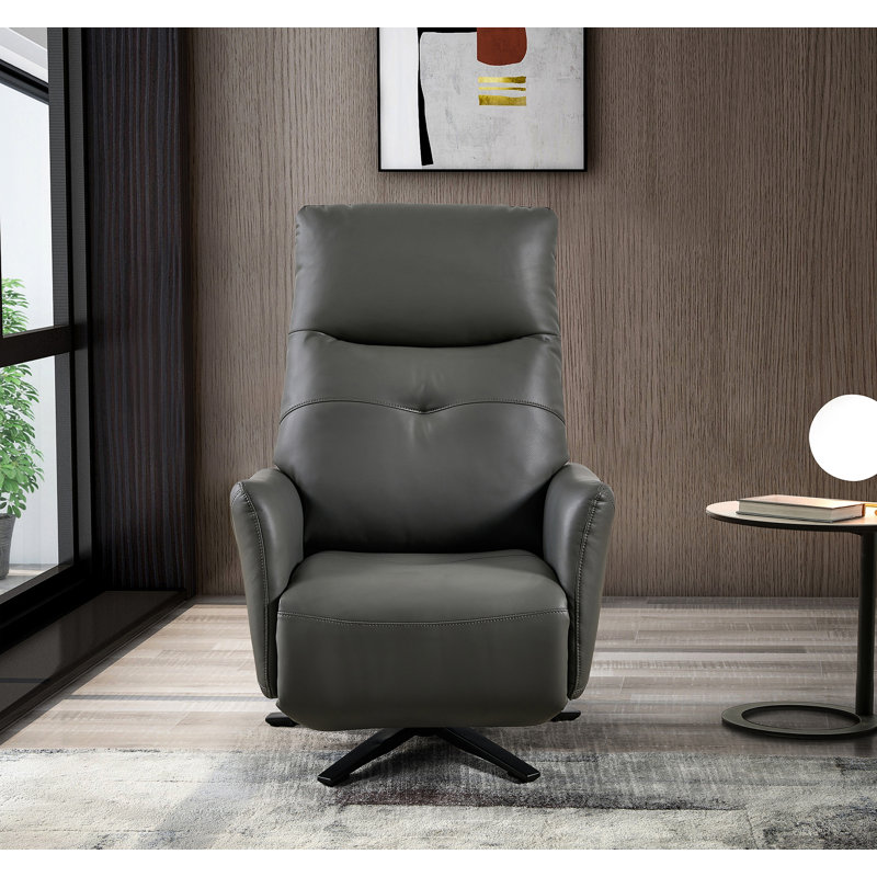 Fauteuil inclinable électrique pivotant en cuir Longin, Similicuir gris foncé