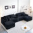 Boneless 150''width 5-piece Comfy U-shaped Sofa Couch Sectional Upholstered Corduroy For Living Room Free Combination,Console, Cup Holders, USB Ports,Bluetooth Speaker-559709622