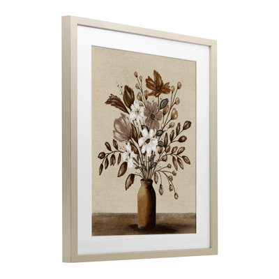 «Mocha Flower Vase», reproduction encadrée sous verre, design par Kristen Dalpiaz