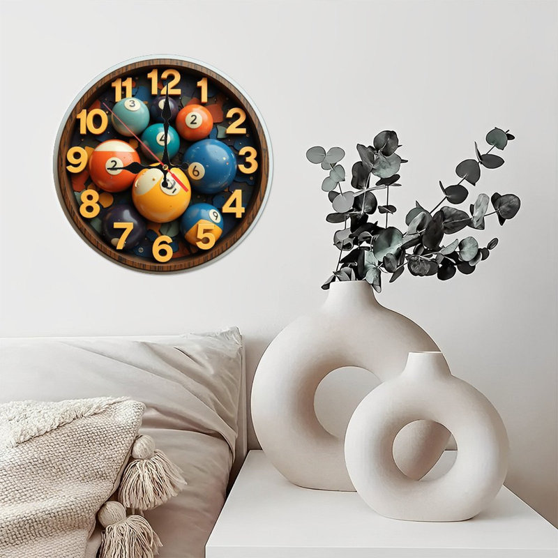 Horloge murale boules de billard