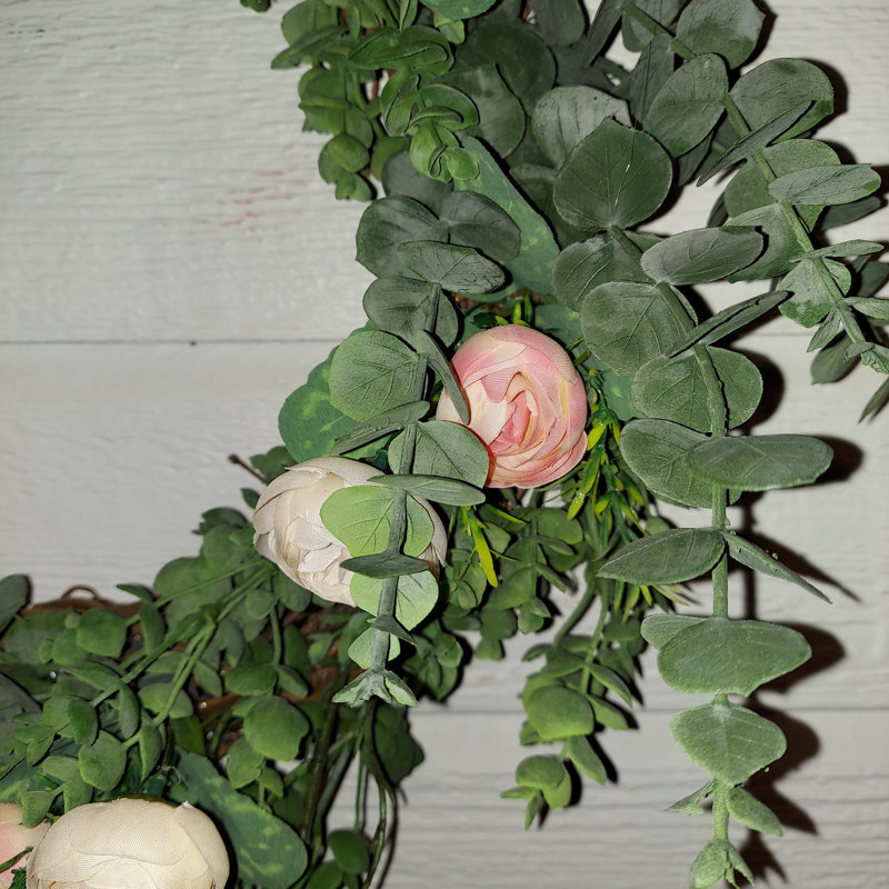 Couronne lumineuse 19 po Ranunculus and Eucalyptus