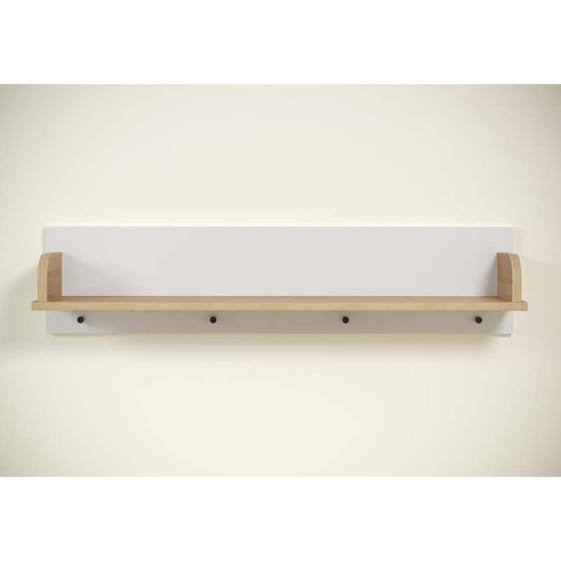 Glick Floating Shelf, White and light brown