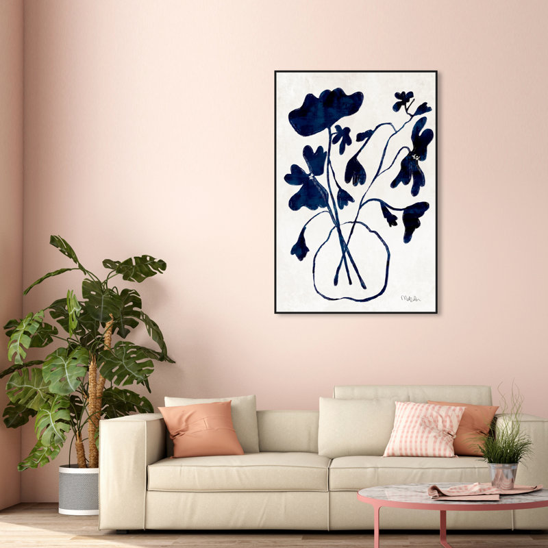 Anemone Vase II - peinture sur toile, Impression encadrée, H 55 po x l 37 po, Noir
