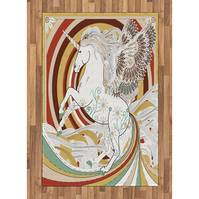 Caprina Unicorn High Density Long Fiber Poly Threads Decorative Area Rug Carpet, Rectangle 4' x 5'8"