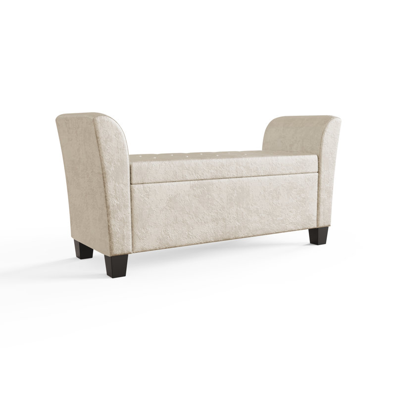 Kristian Velvet Upholstered Storage Bench, Oyster Crushed Velvet