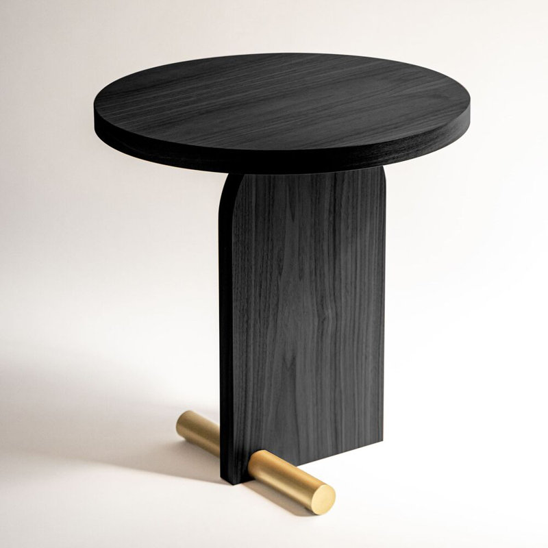 Table de bout Nova, H 19,7 po x l 18,9 po x P 18,9 po, Frêne teint noir / laiton