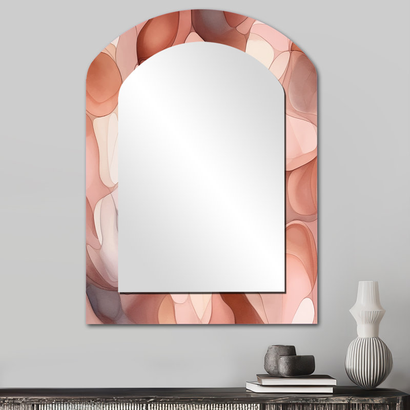 Nutshell Abstractions Abstract Watercolor III - Abstract Shapes Asymmetrical Large Wall Mirror, Modern Arch Unique Mirror, Printed Metal Art