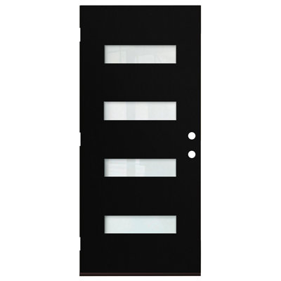 Panneau de porte de 91,4 cm x 203,2 cm (sans cadre), verre dépoli, ouverture à gauche (intérieur/extérieur), aspect acajou noir.