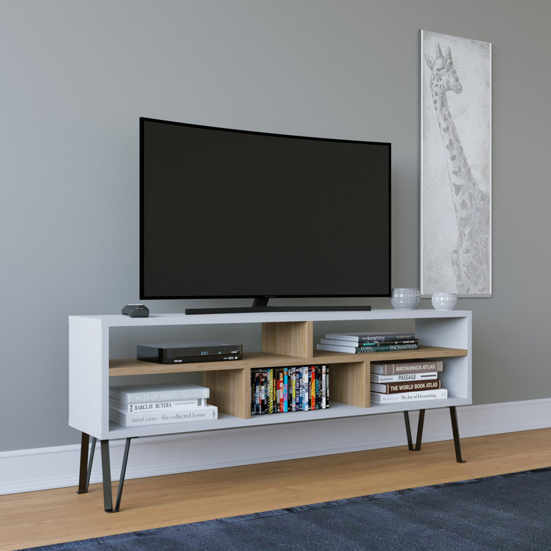 Analeese TV Stand for TVs up to 50", White/Beige