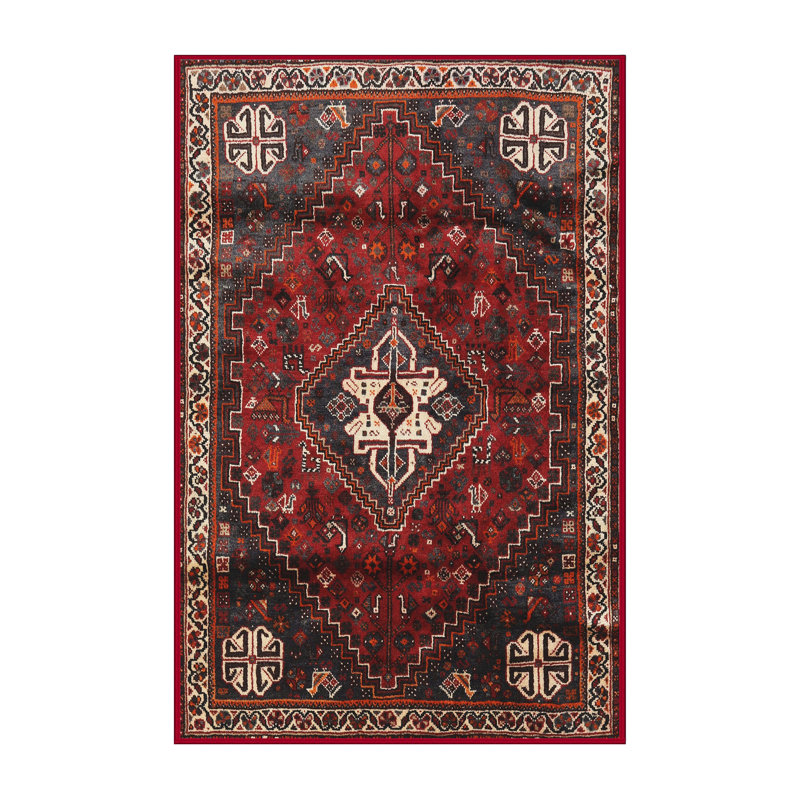 Tapis oriental jaune clair / marron / noir Kerveen, Rectangle 8 pi x 12 pi