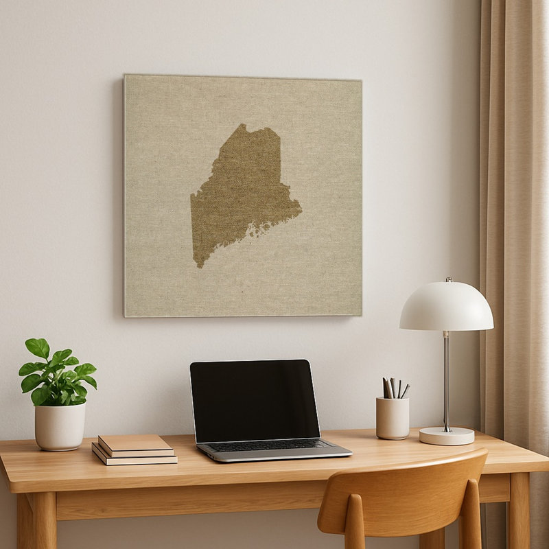 Silhouette de l'État du Maine — Décoration murale carrée en métal, H 32 po x l 32 po