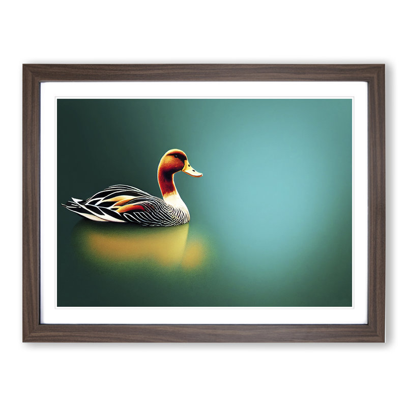 Brilliant Duck - Single Picture Frame Print, 34cm H x 46cm W x 2cm D, Walnut Framed