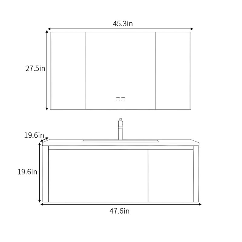Simple light luxury style bathroom cabinet, Dark Gray