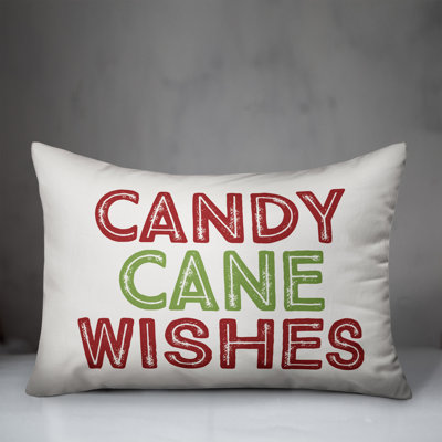  Candy Cane Wishes Lumbar Pillow Cover