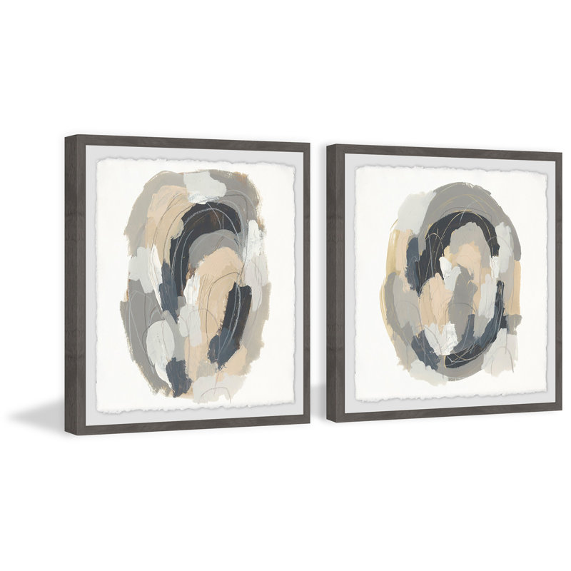 « neutral vortex v », ensemble de 2 reproductions de peintures à l’acrylique encadrées, H 12 po x l 12 po x P 1,5 po