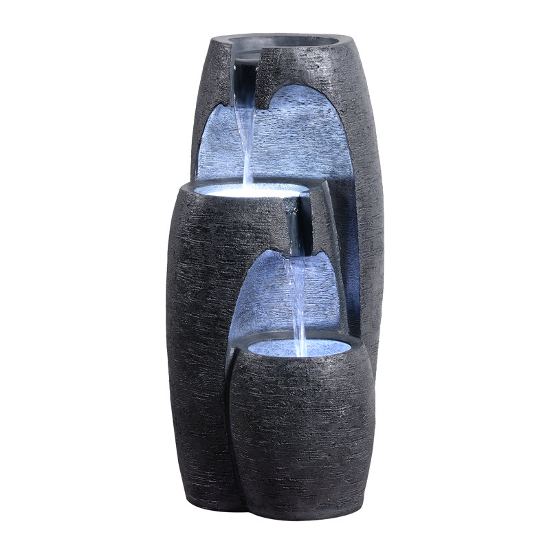 Cascade Fountain with Lights, Black