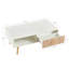 Table basse rectangulaire avec pieds en bois massif, tiroir coulissant pour le rangement, table moderne pour le salon, blanc-861914967