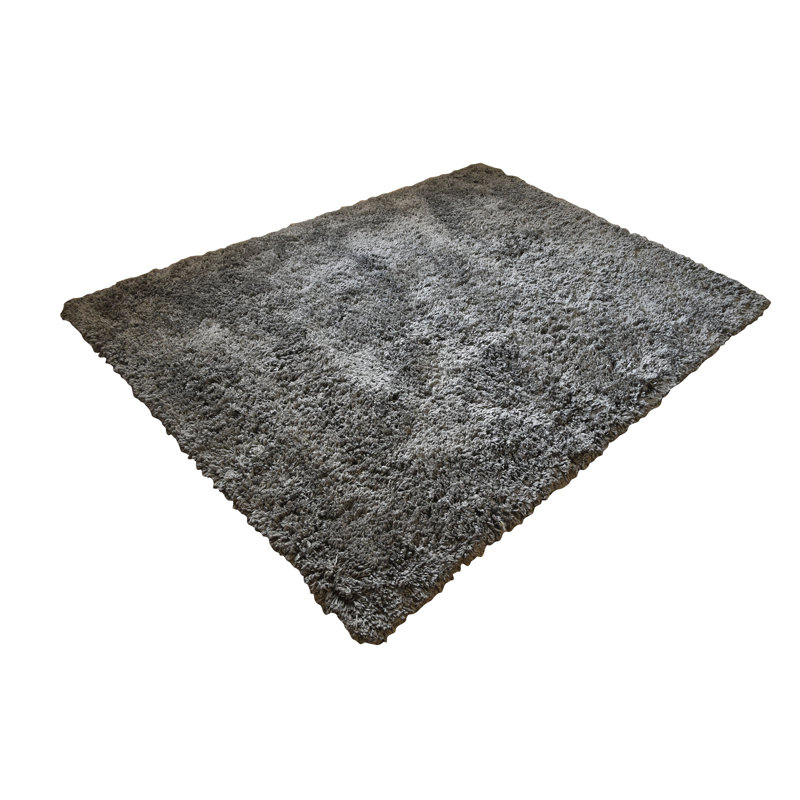 Tapis gris à poil long de qualité supérieure fabriqué à la main Shifflett
