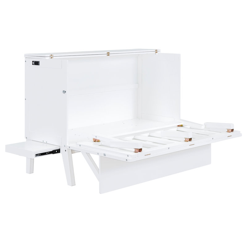 Grand lit avec tablettes amovibles et élément - rangement de ton blanc pour une utilisation à long terme, Grand lit, Blanc