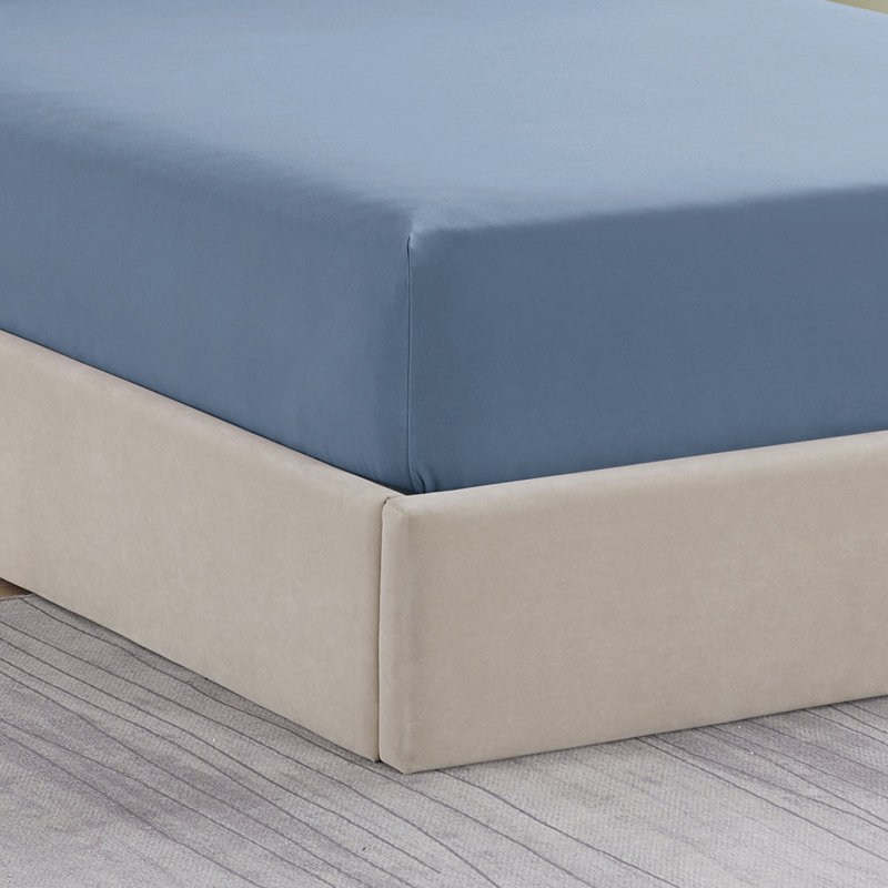 Solid Flannel Fitted Sheet, Bottom Sheets With Built-In Sheet Straps By Sweet Home Collection, Blue, King Fitted Sheet