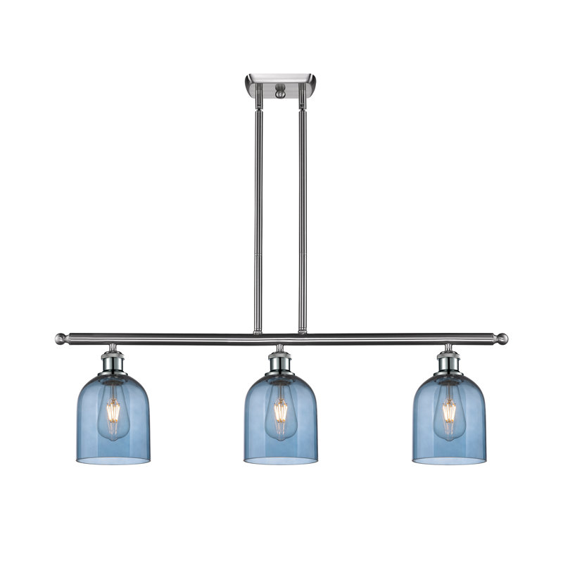 Odaniel 3 - Light Kitchen Island Pendant, Princess Blue, Brushed Satin Nickel