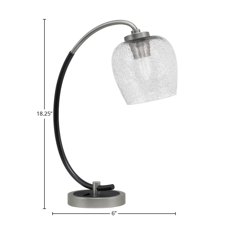 Lampe de bureau en acier inoxydable Wahab, Graphite / noir mat, Noir / transparent