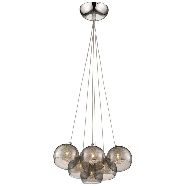 Theodore 6 - Light Glass/Aluminium Cluster Pendant