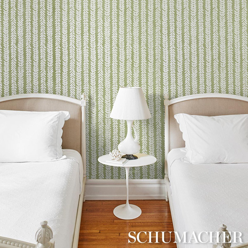 Schumacher X Veere Grenney Woodperry Wallpaper, Moss