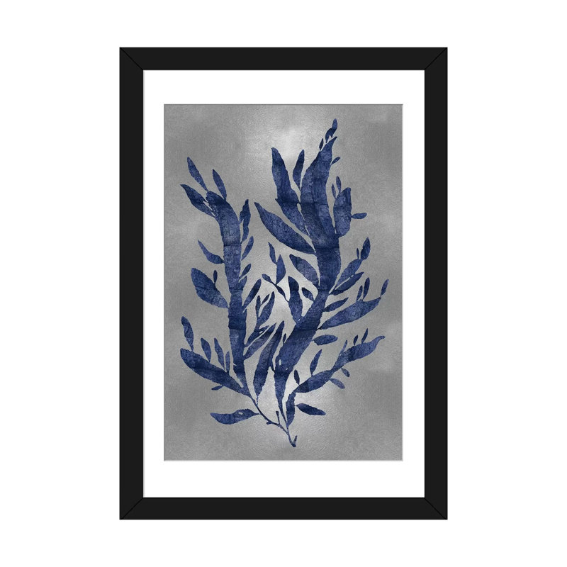 « sea life series : blue on silver iv », reproduction d’impression sur toile, H 32 po x l 24 po x P 1 po, Blanc