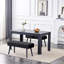 Fairmont Dining Table with 2 Velvet Benches Set-211279686-211279684
