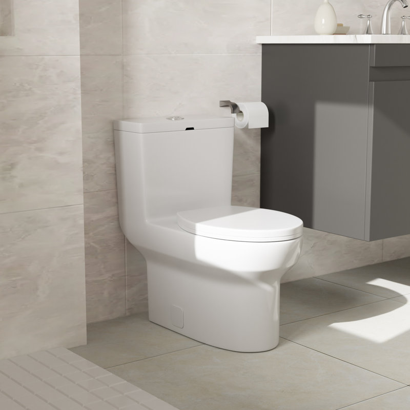 Sarlai 1.6 Gallons GPF Elongated Chair Height Floor Mounted One-Piece Toilet (Seat Included)