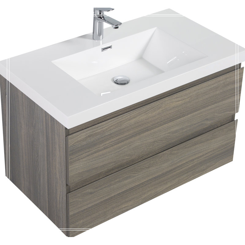 Meuble-lavabo mural 36 po, Gris