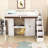 Full Size Loft Bed with Desk and Staircase,Shelves-2022370845