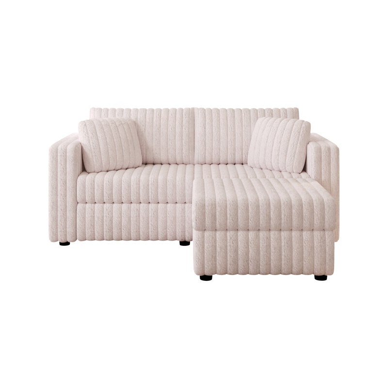 Canapé modulaire rembourré 2 places avec repose-pieds Frederick, Microfibre rose clair