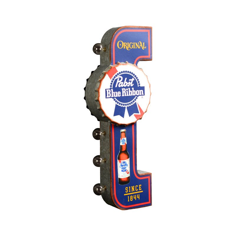 Original Pabst Blue Ribbon LED Metal Sign - Retro Marquee Wall Decor