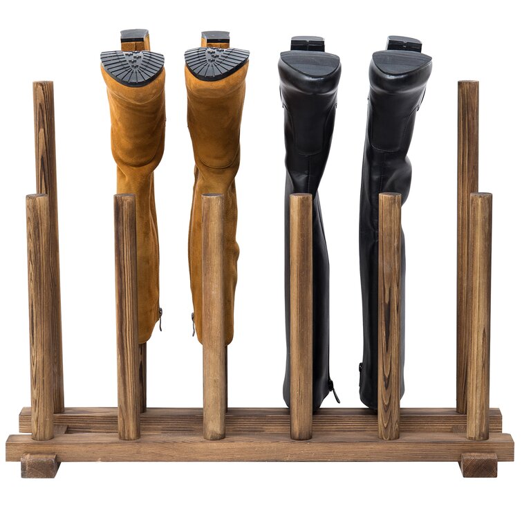 6-Pair Natural Wood Inverted Boot Storage Rack