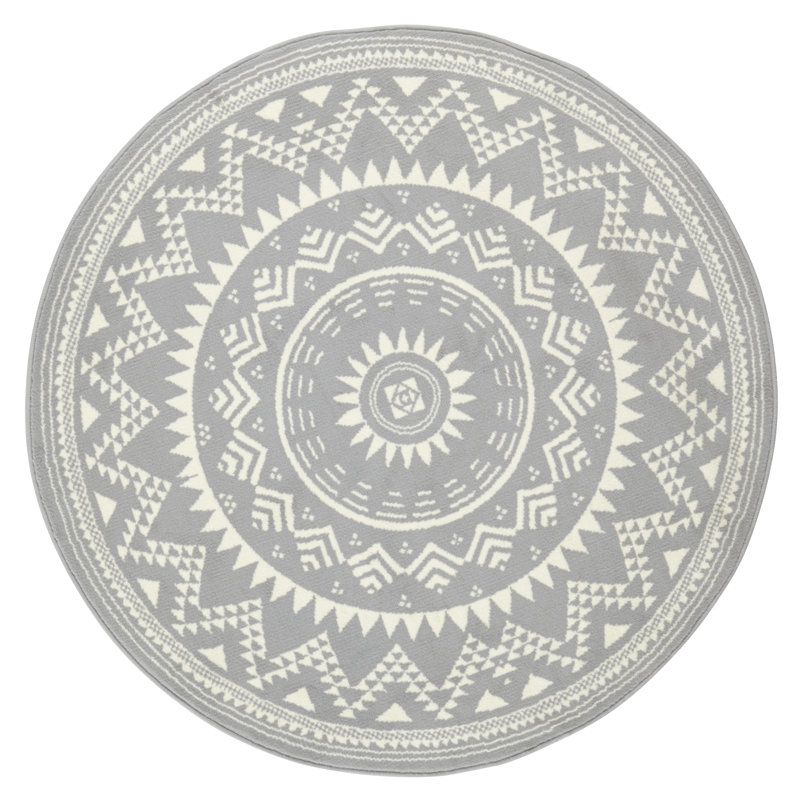 Celebration Valencia Flatweave Grey Rug, Round 200cm