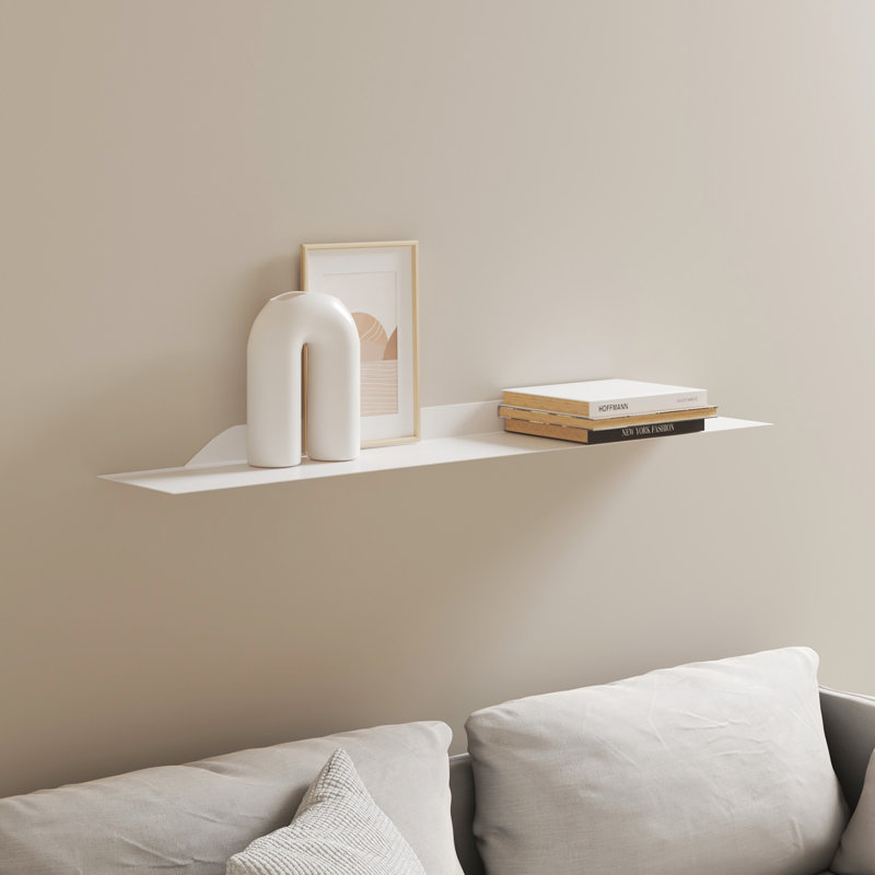 Maja Metal Floating Shelf, 4.5" H x 91.5" W x 15.25" D, White