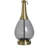 Suhayl - Glass & Metal Table Lamp - Smoke Glass Brass Metal - Dark Beige Shade