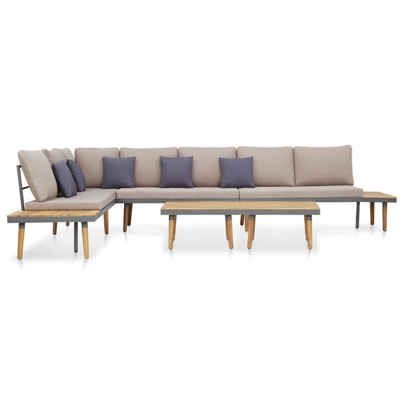 Méridienne 7 pièces avec coussins Dayam, Brun