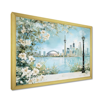Watercolor Cn Towers Soft Glow In Toronto I - City Toronto Wall Art Living Room