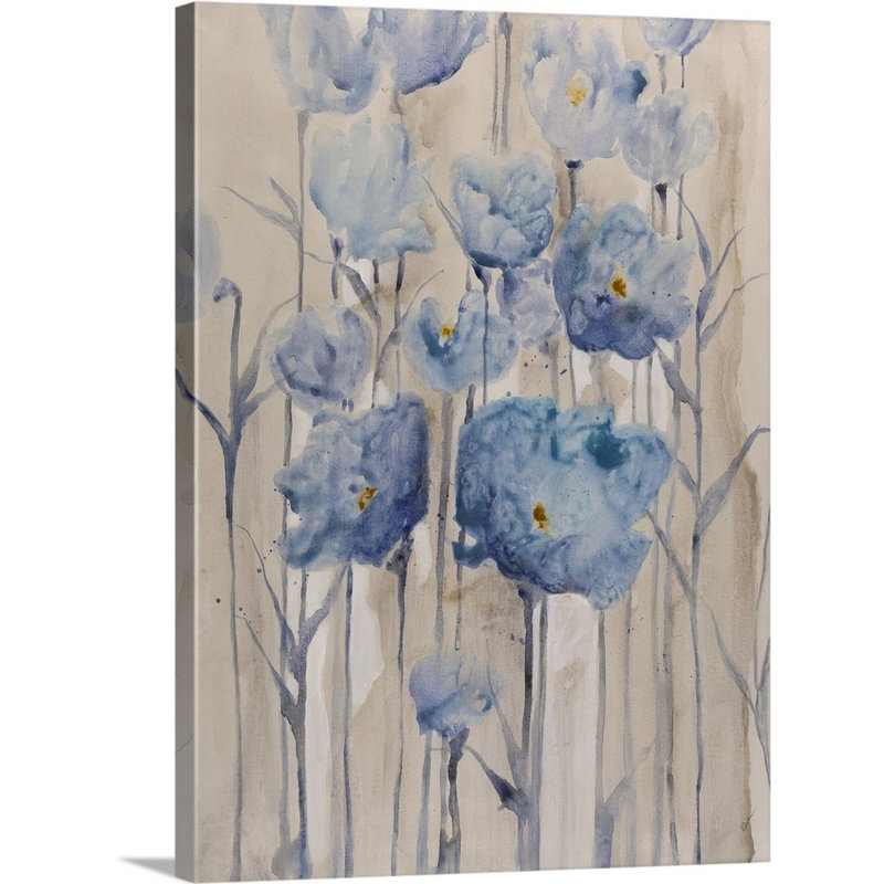 « blue pétales rehaussent i », peinture sur toile, Toile tendue, H 24 po x l 18 po x P 1,25 po