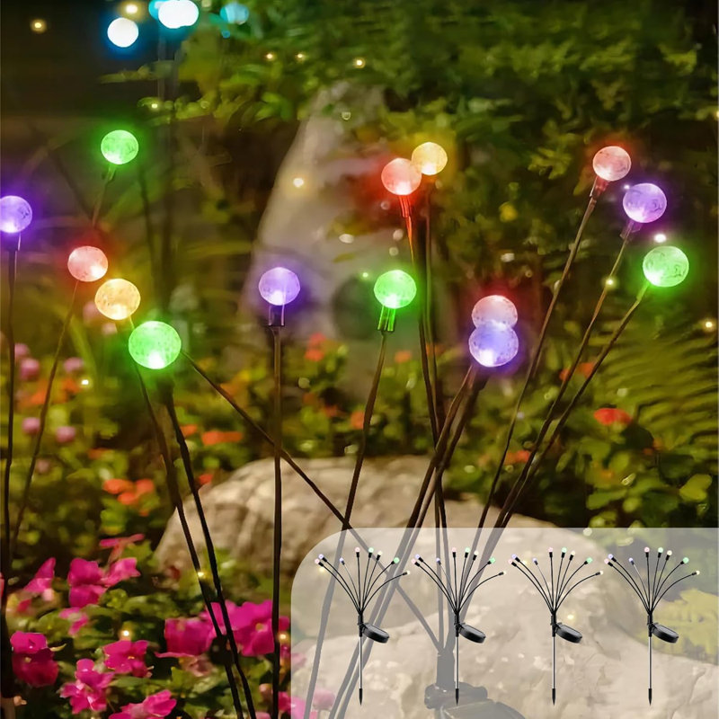 Solar Firefly Lights Outdoor - Moon Star Projection Garden Stake Lights