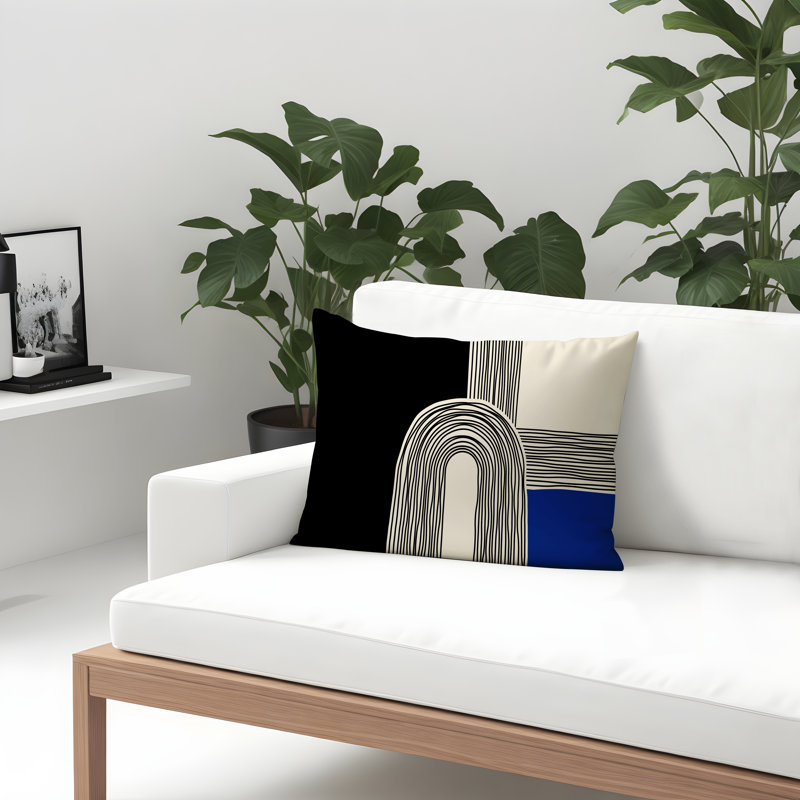 Housse et insert de coussin rectangulaire intérieur / extérieur Cassie, Bleu marine, H 18 po x l 25 po