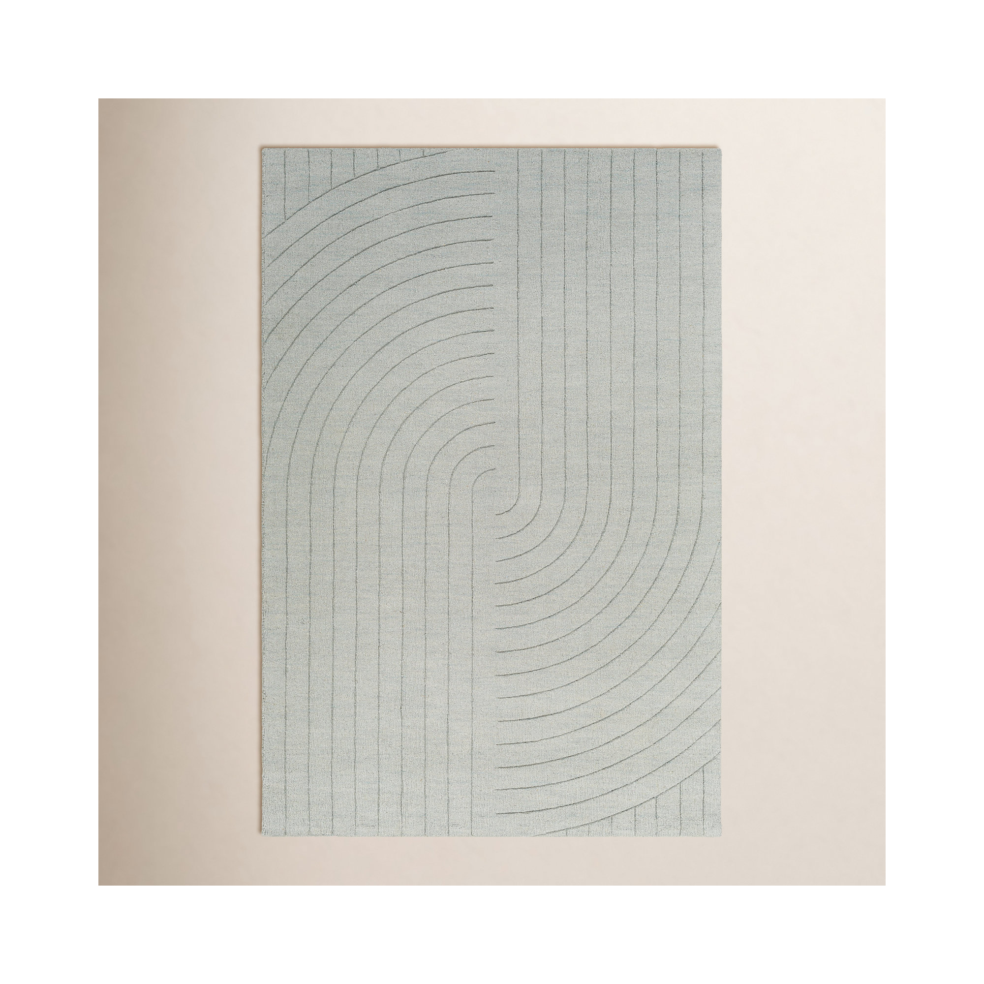 Kolo Handmade Wool Green Rug, Rectangle 5' x 7'6"