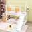 Twin Over Twin Metal House-Shaped Bunk Bed With Slide And Built-In Storage Stair-1800975928