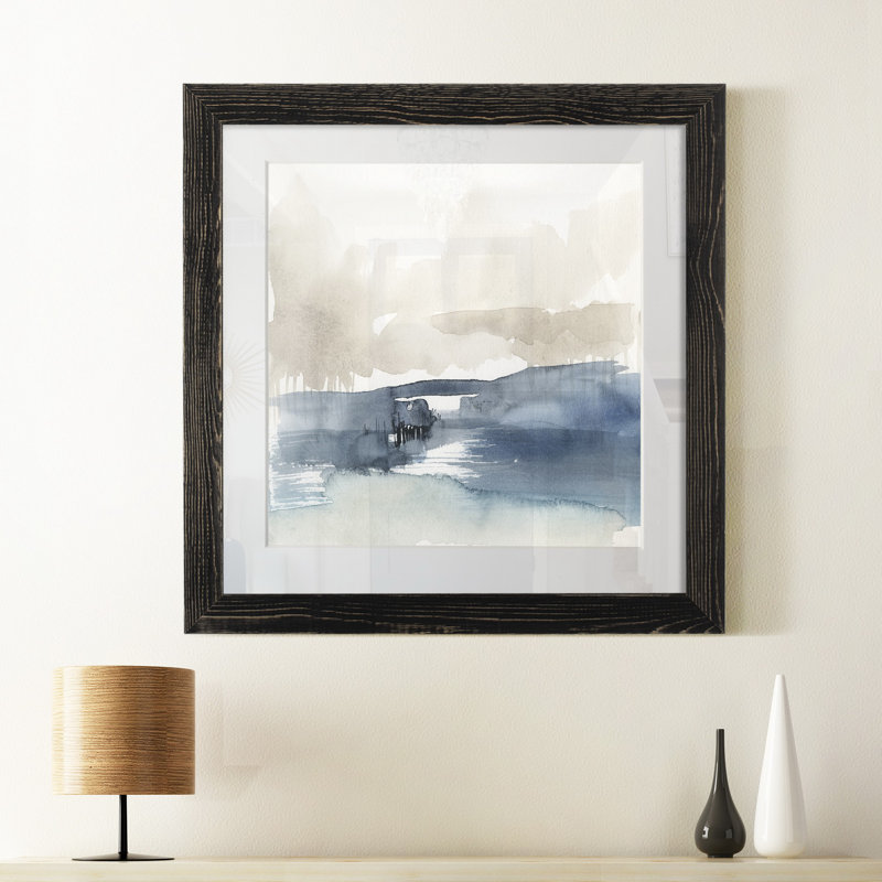 Fog on the horizon IV-reproduction d’art sur papier encadrée, H 21 po x l 21 po x P 1 po, Cadre noir