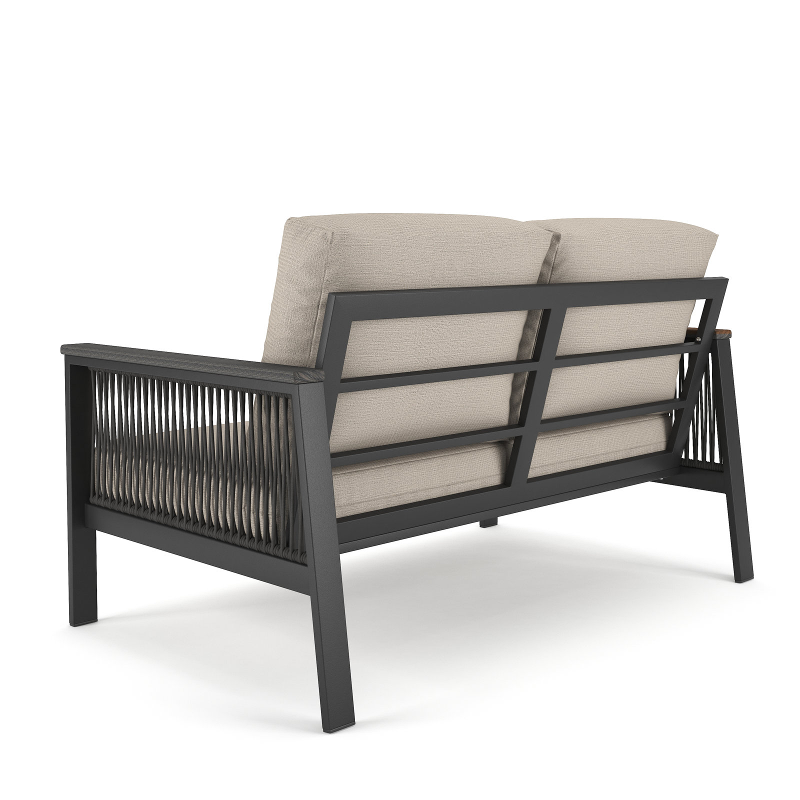Townsend 55'' Wide Outdoor Loveseat with Sunbrella® Cushions, Canvas Black Sunbrella® Canvas, Gray/Gray